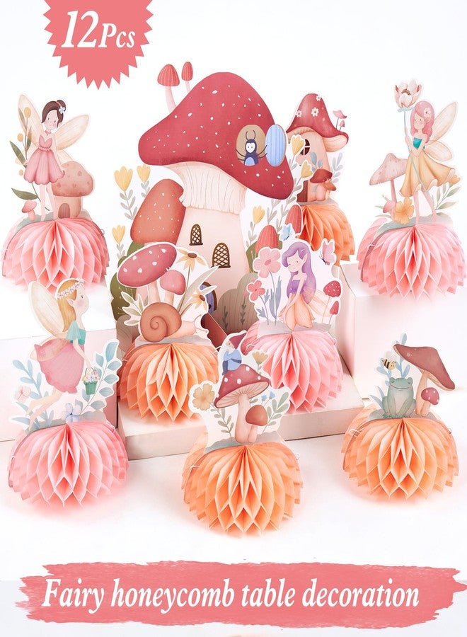 SUNBEAUTY 12 PCS Fairy First BirthdayHoneycomb Centerpieces for Tables Mushroom Honeycomb Centerpieces Birthday Party Decorations Fairy Party Decor Mushroom Party Dcorations - Image 3
